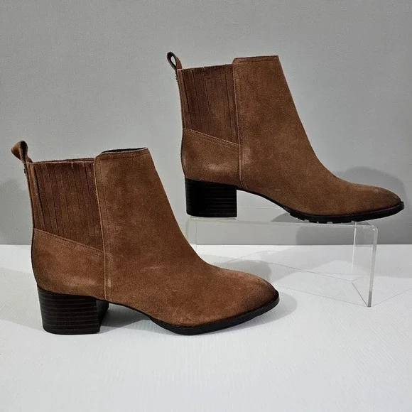 Sam Edelman Kaiti Zip Ankle Boot Womens 7.5 Brown Suede Western Low Heel NEW - Picture 3 of 12